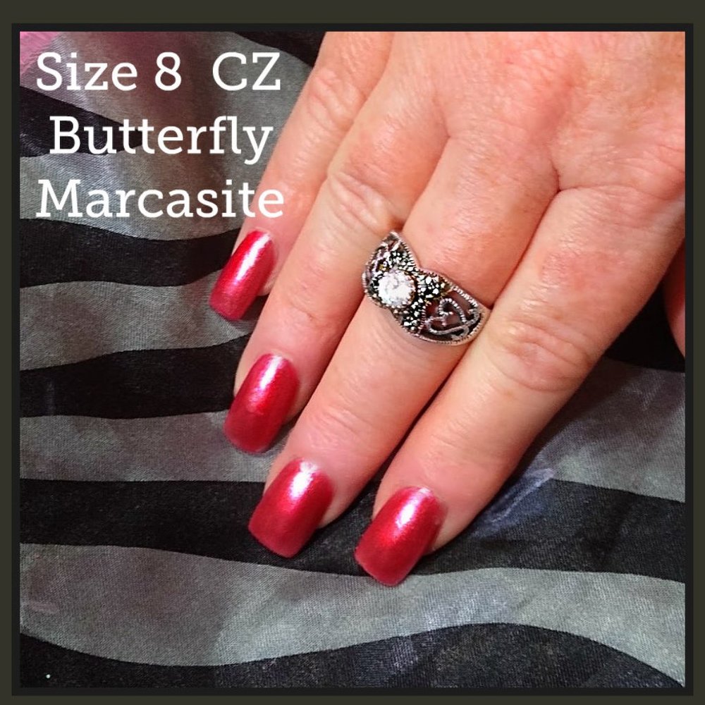 Round CZ & Marcasite Ring